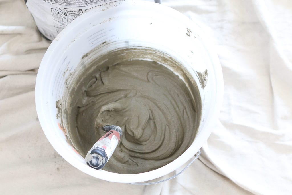 Mix up gray thinset to a peanut butter consistency