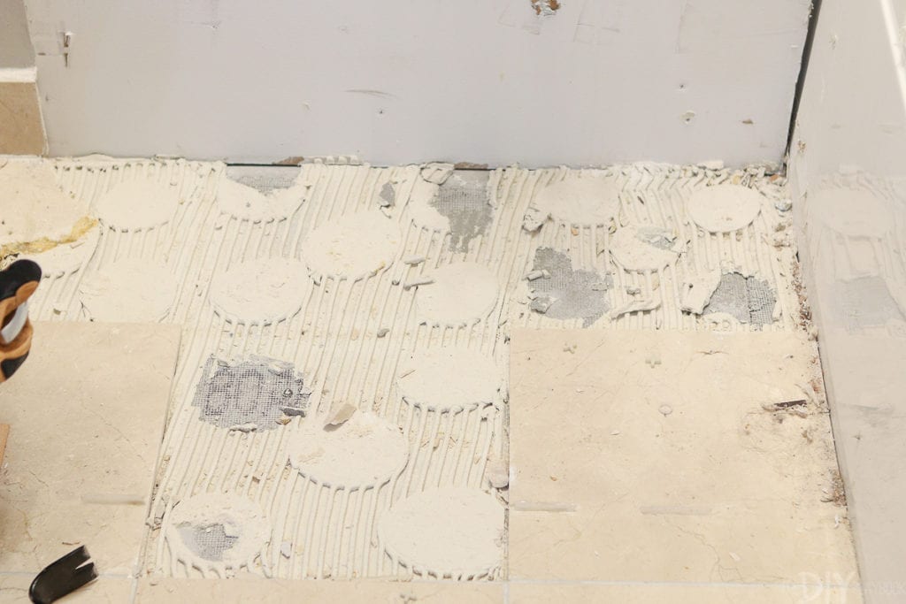 This tile had thick thinset on the back, so it was hard to remove