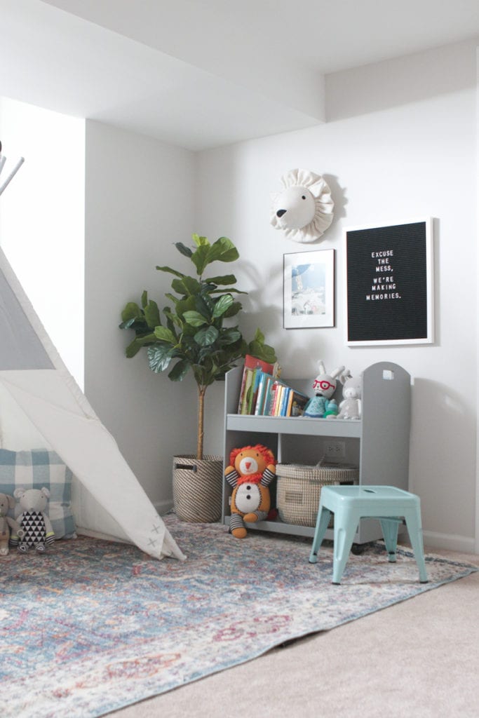 Lay down a rug to create a play area for your little ones