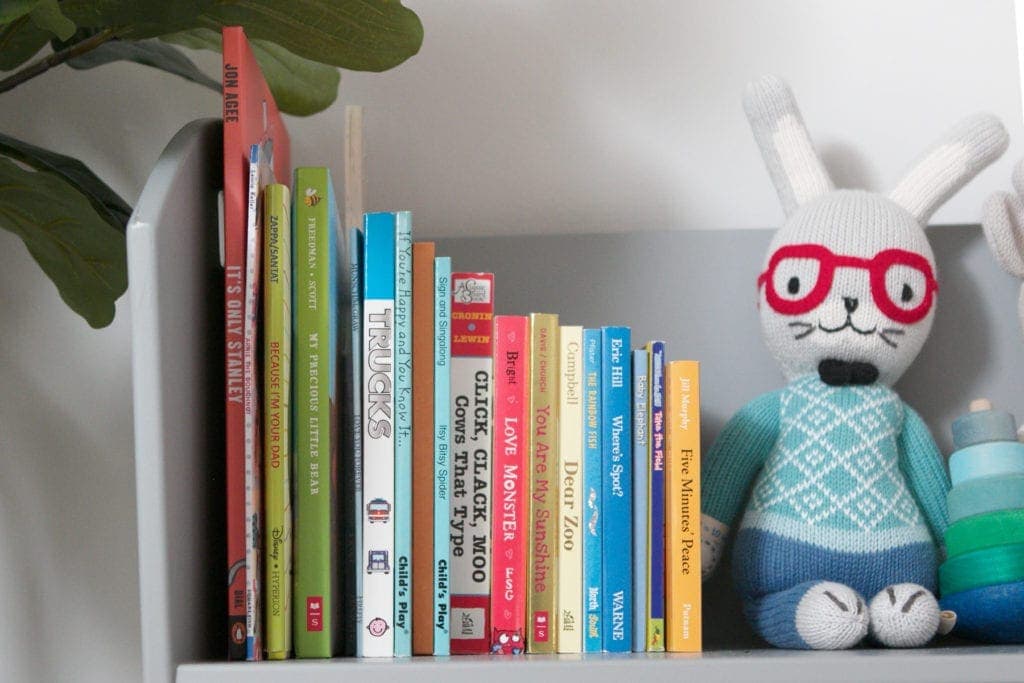 Organize books with a shelf in the basement