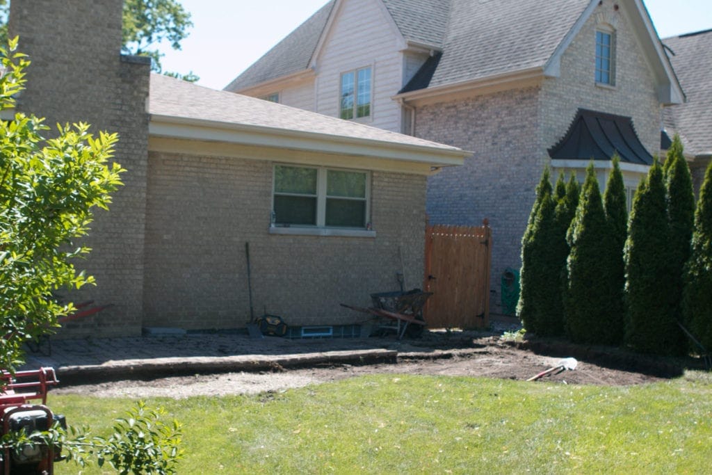 patio during landscaping construction