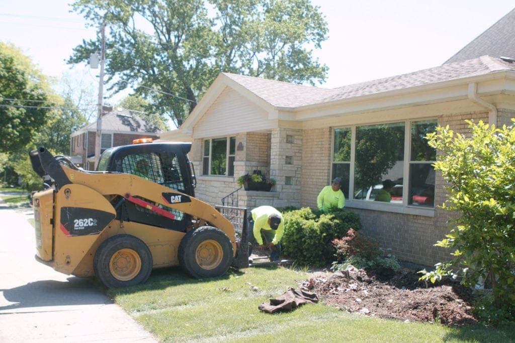ripping out old plants and bushes