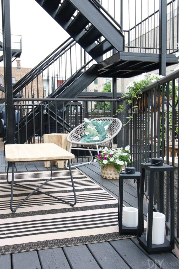 Teak outdoor furniture for a small city patio