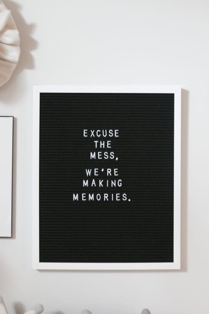 A letterboard is a great addition to an organized playroom