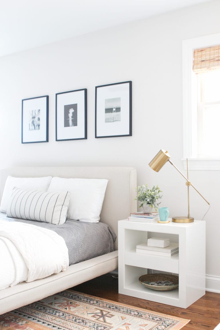 White Nightstands in B’s Master Bedroom