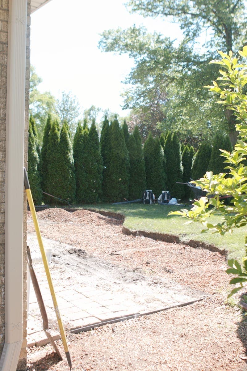 During renovation patio space