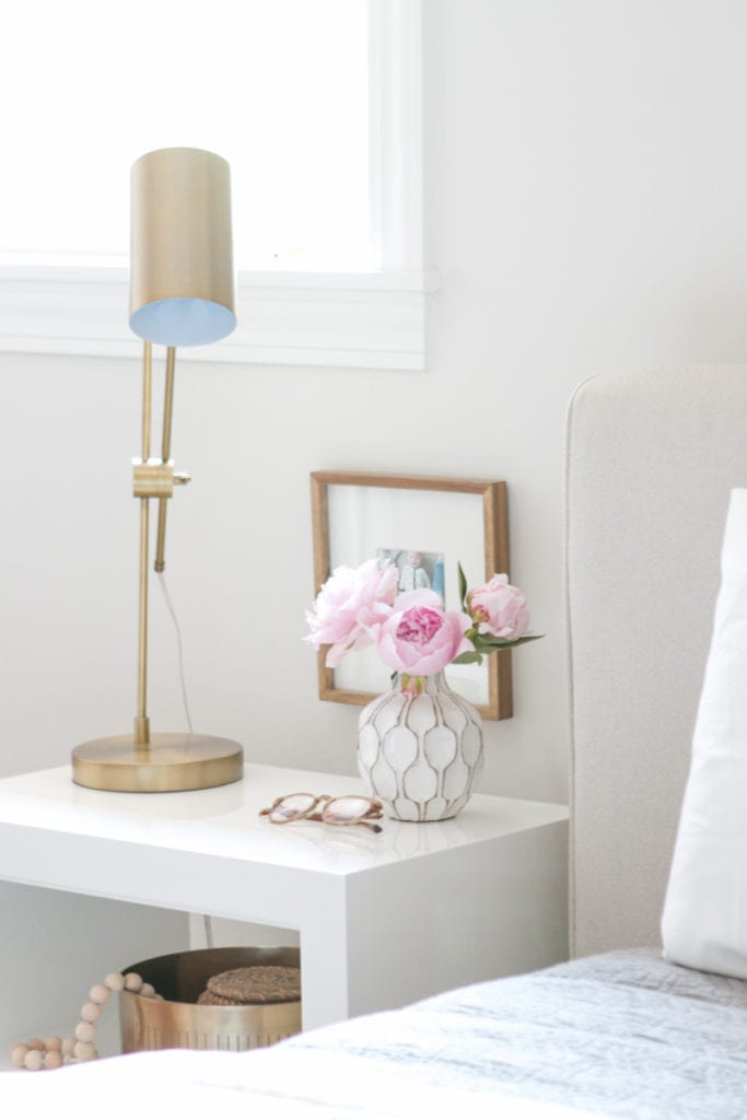 nightstand with flowers