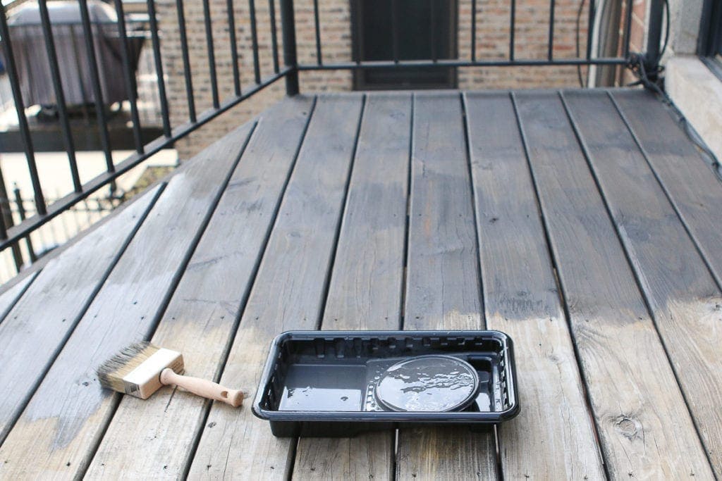 Work your way from one side to the other when you stain a deck
