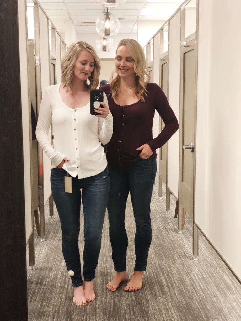 Henley tees and madewell jeans from Nordstrom 