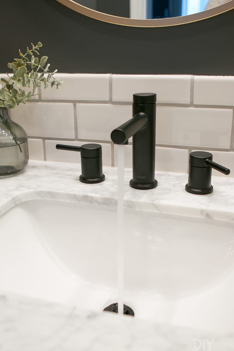 black bathroom faucet