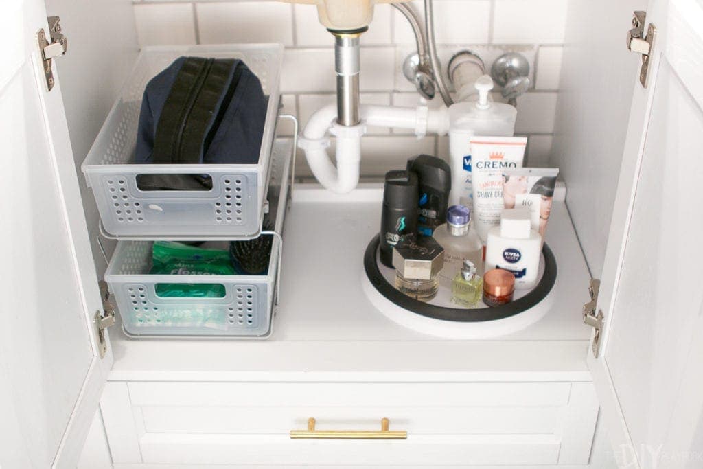 Organizing a vanity in a small bathroom
