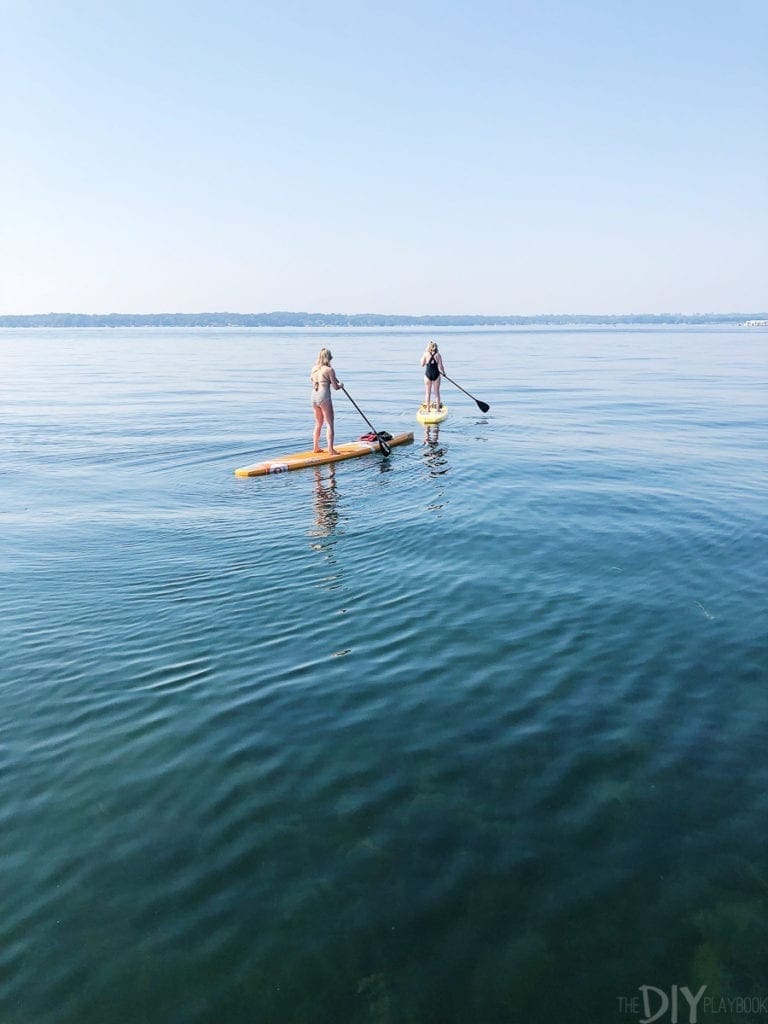 Paddleboarding on lake geneva