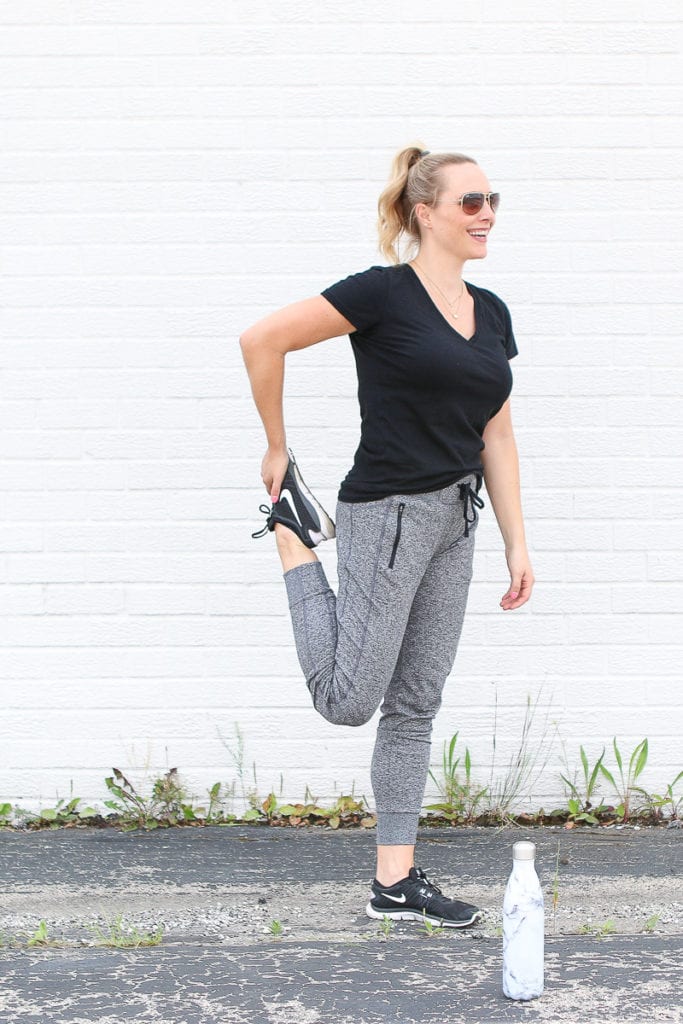 Joggers can be worn for lounging or for workout class