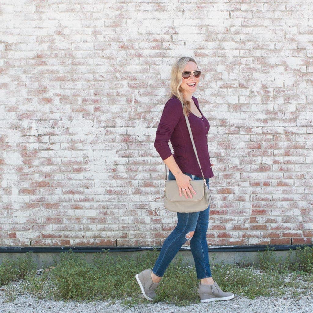 Love that you can walk all around town in these sneaker wedges. 