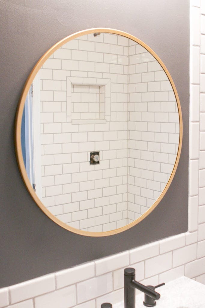Gold mirror from Lowe's Home Improvement