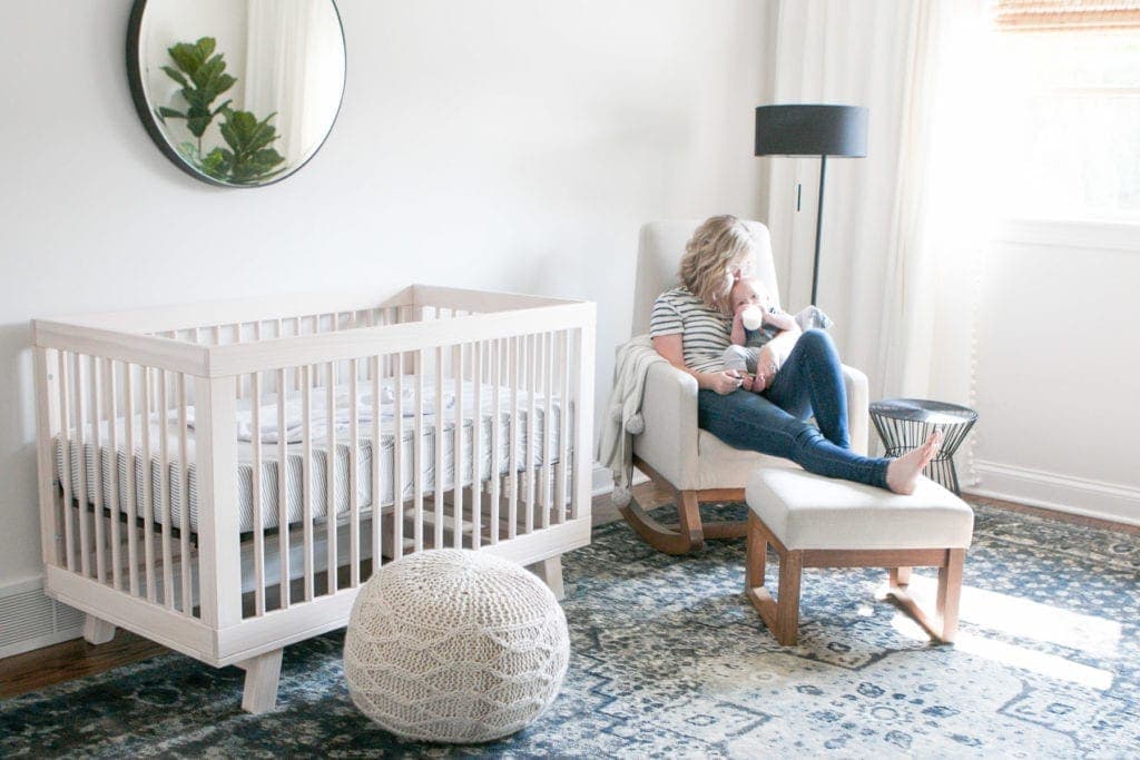 reviewing a light colored nursery rocker