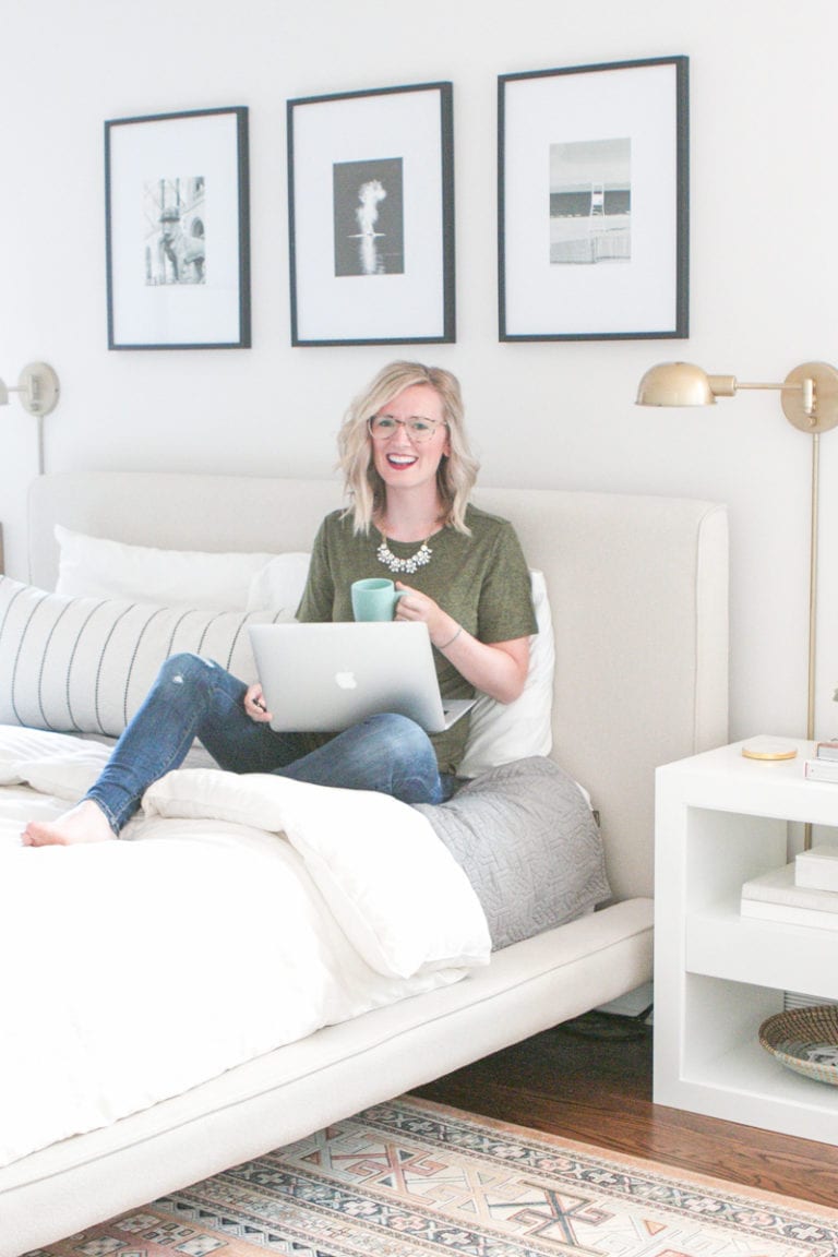 Bridget in her master bedroom