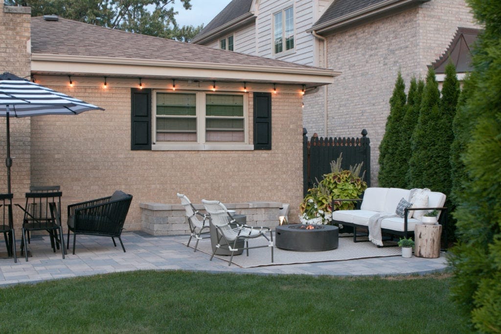 an outdoor patio before and after transformation