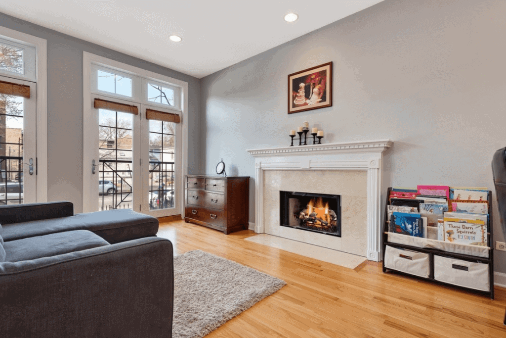 Offering design tips for an off-centered fireplace