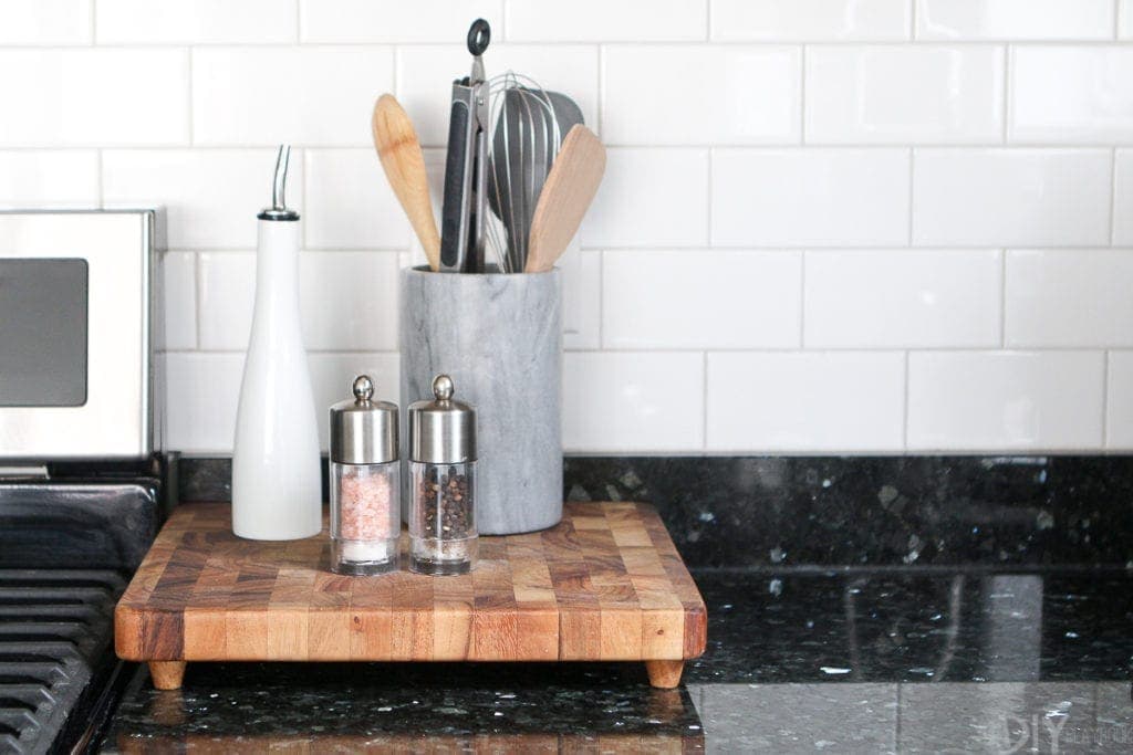 Display utensils in a pretty kitchen canister