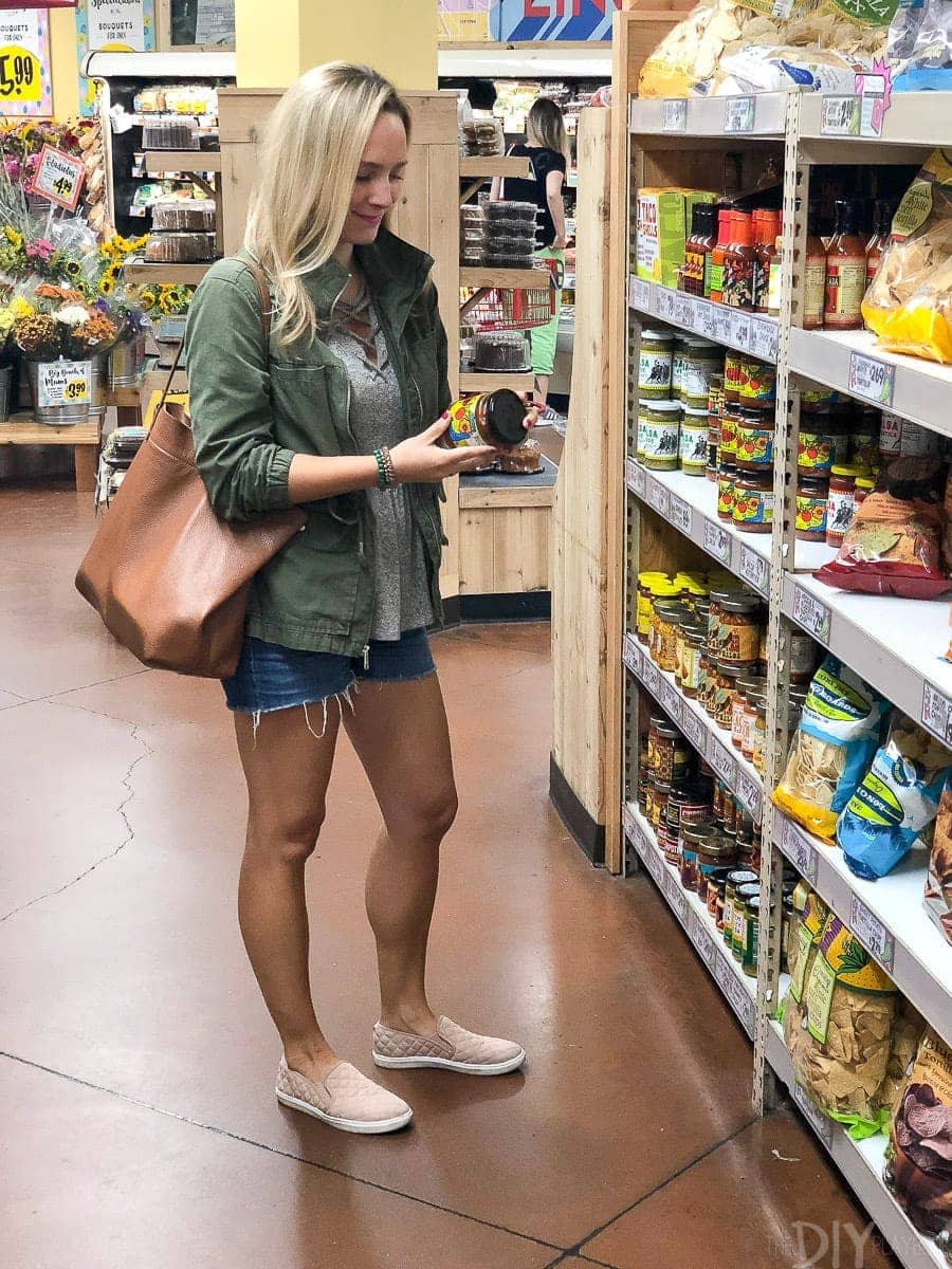 Casey shopping at Trader Joe's