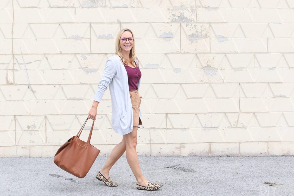 Walking with a bag from cuyana
