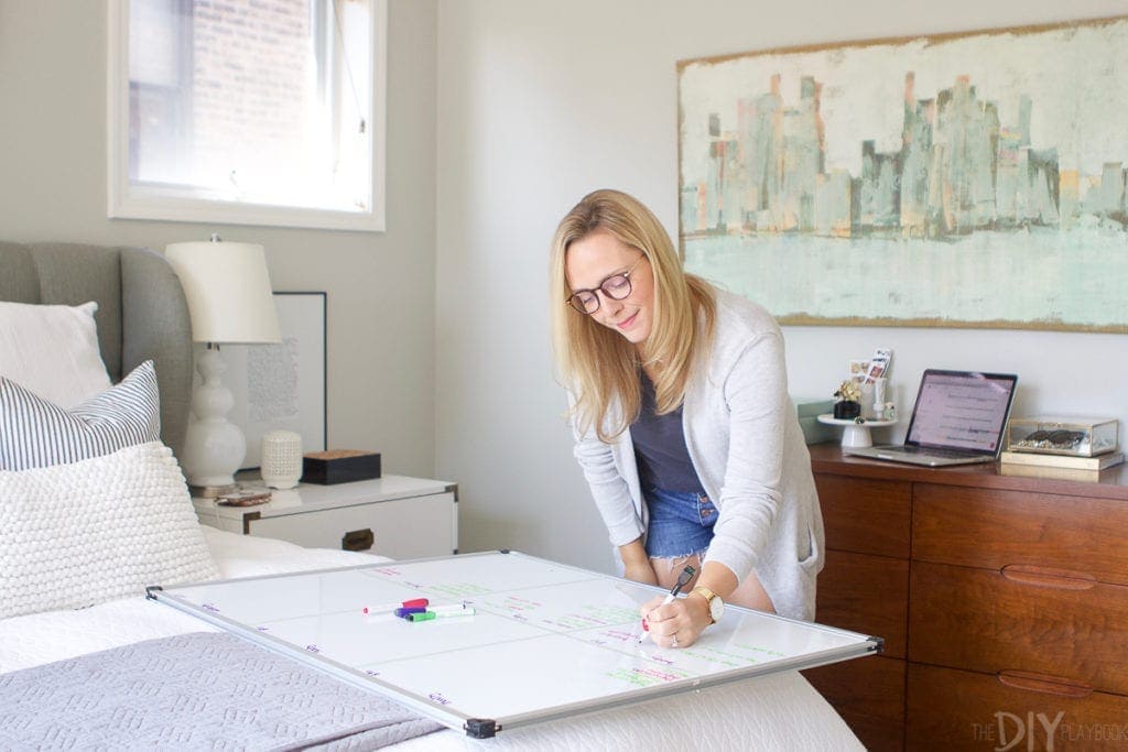 Planning work as a full-time blogger on a white board