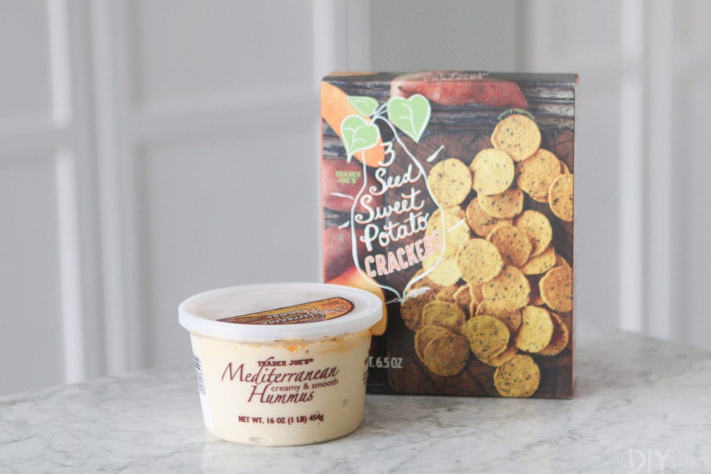 hummus and sweet potato crackers from trader joe's
