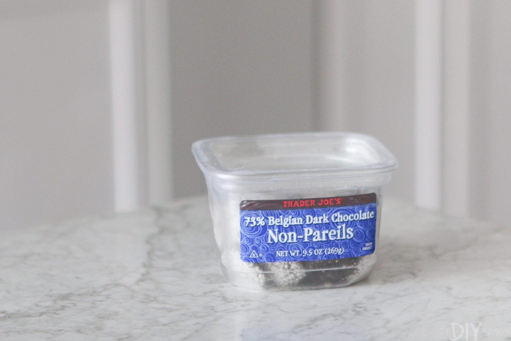 dark chocolate non-pareils from trader joe's