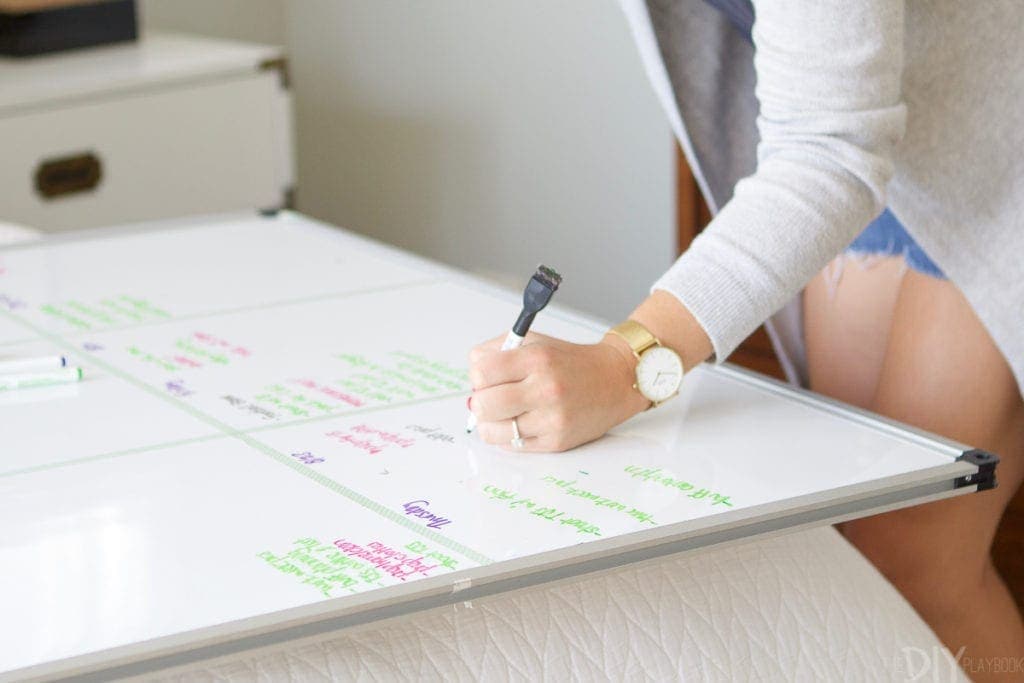 Planning work on a white board