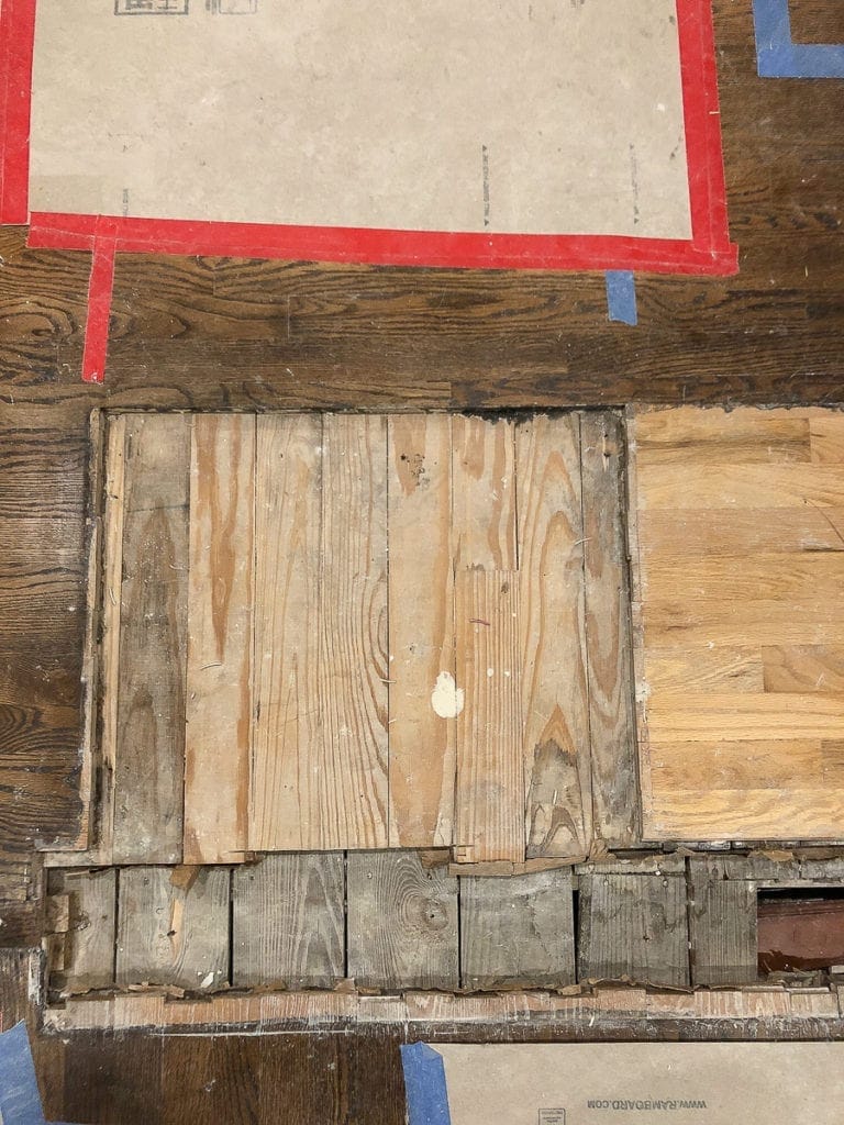 updating the wood floor after demo