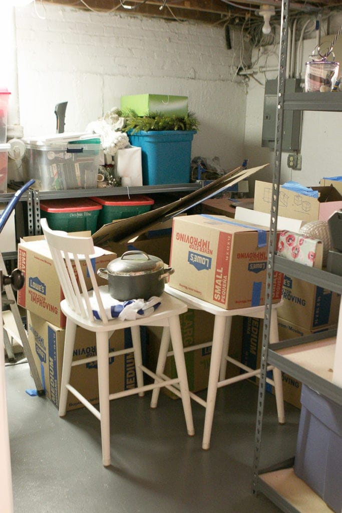 storing kitchen boxes during a renovation