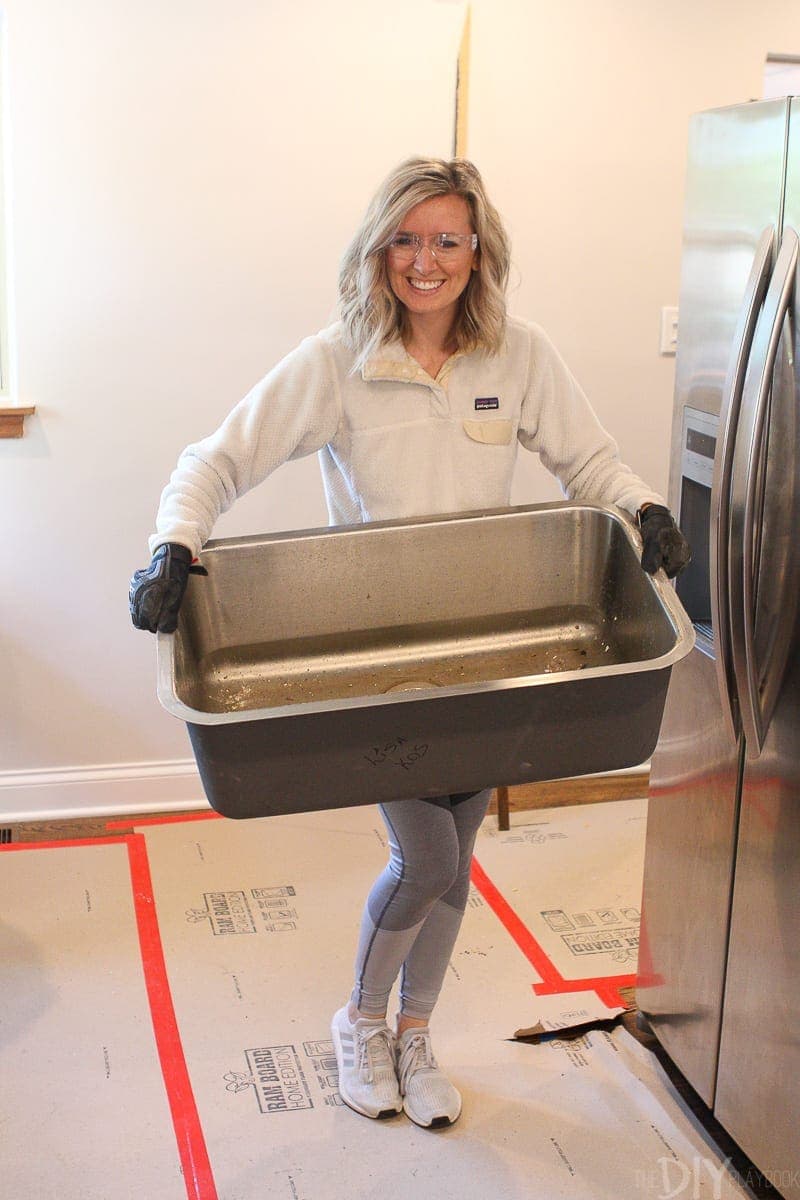 demoing a kitchen sink