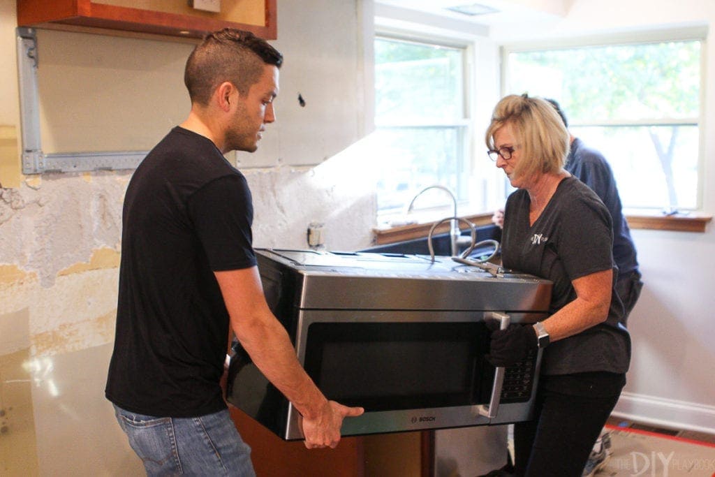 removing appliances during kitchen demo
