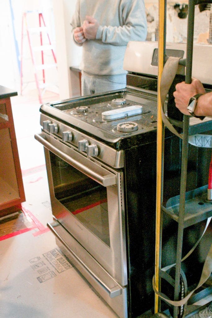using furniture dollies during kitchen demo