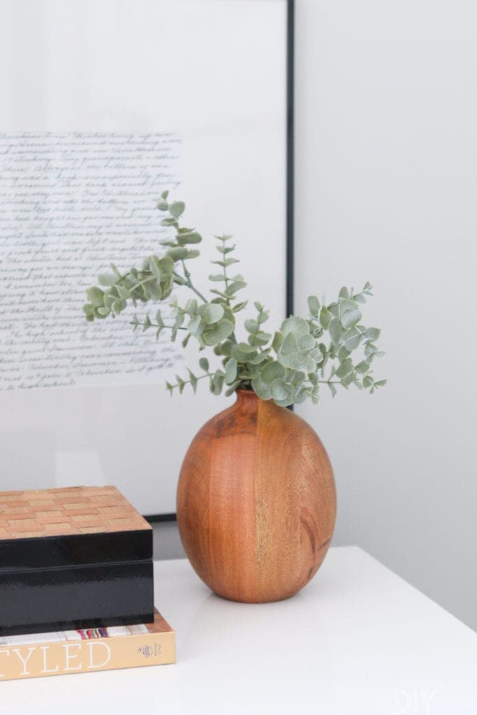 Wood vase from target with greenery