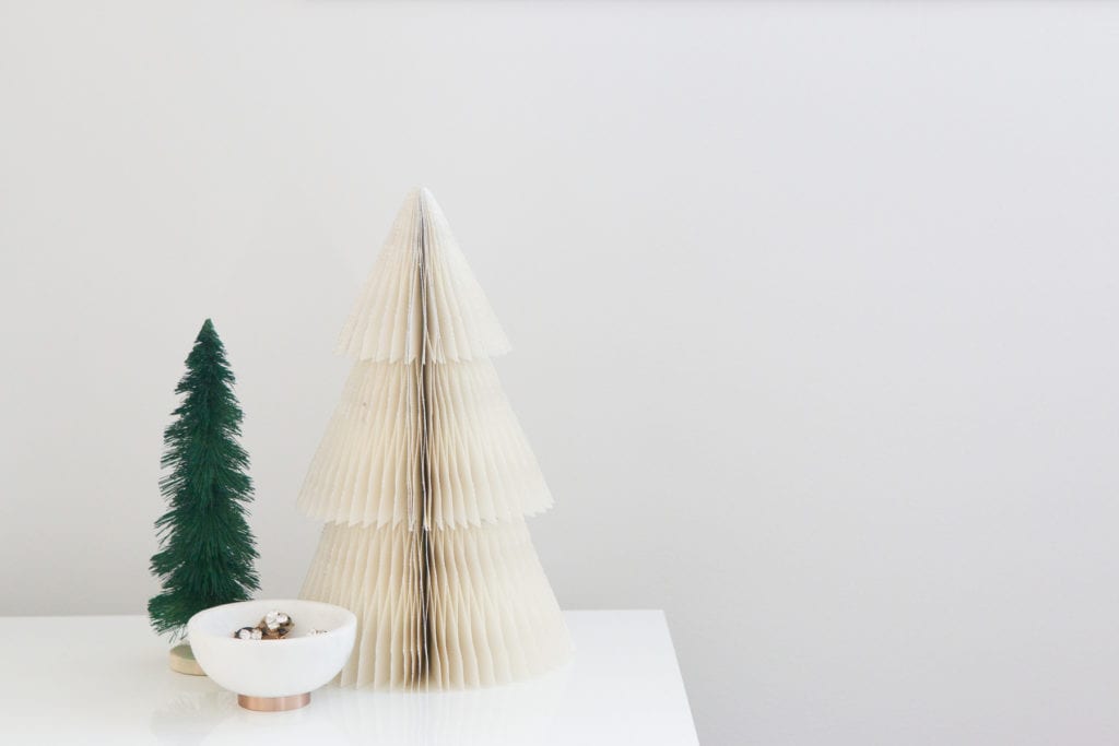 christmas trees on nightstand