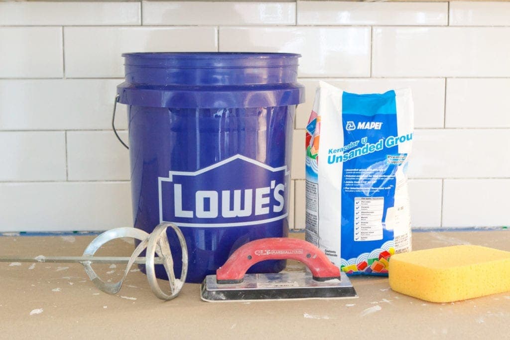 tools to DIY backsplash tile grout