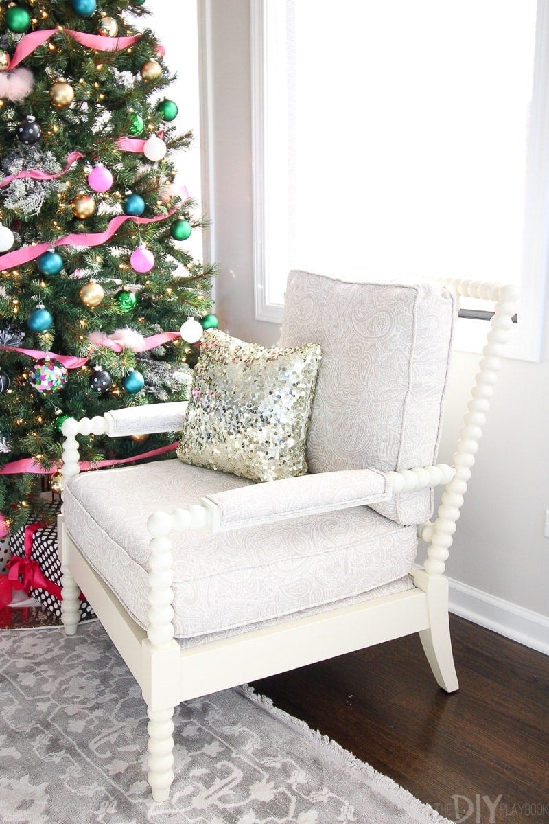 Gold sequined pillow