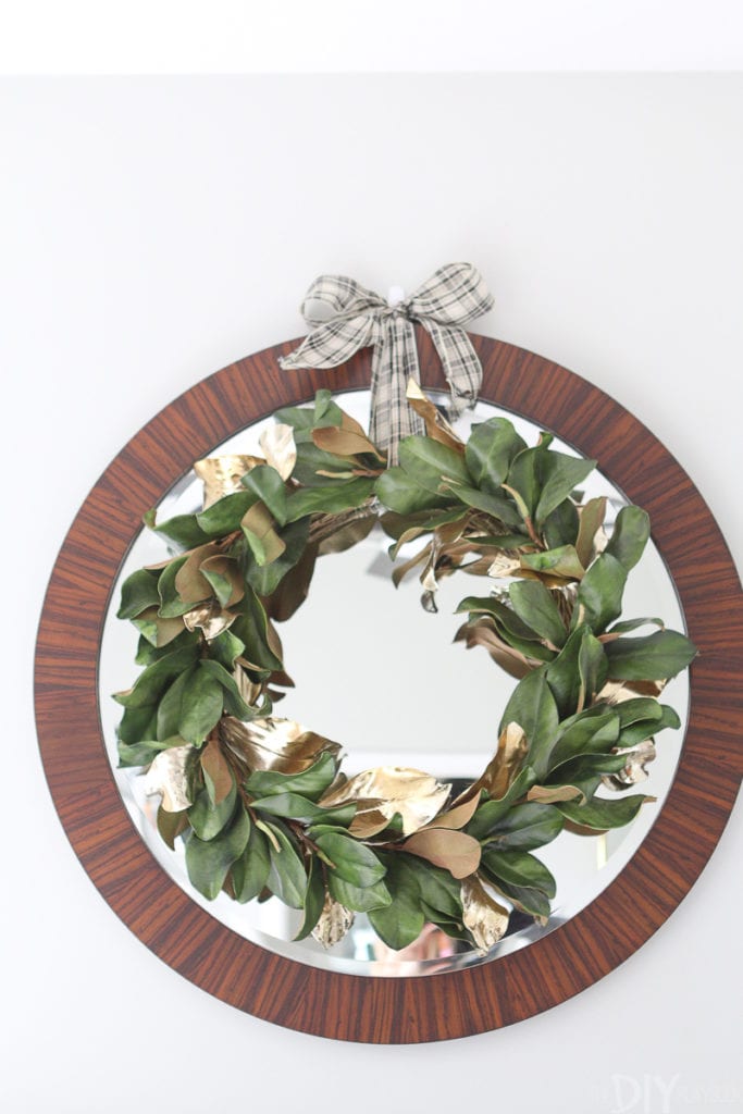 Gold metallic magnolia wreath from West Elm