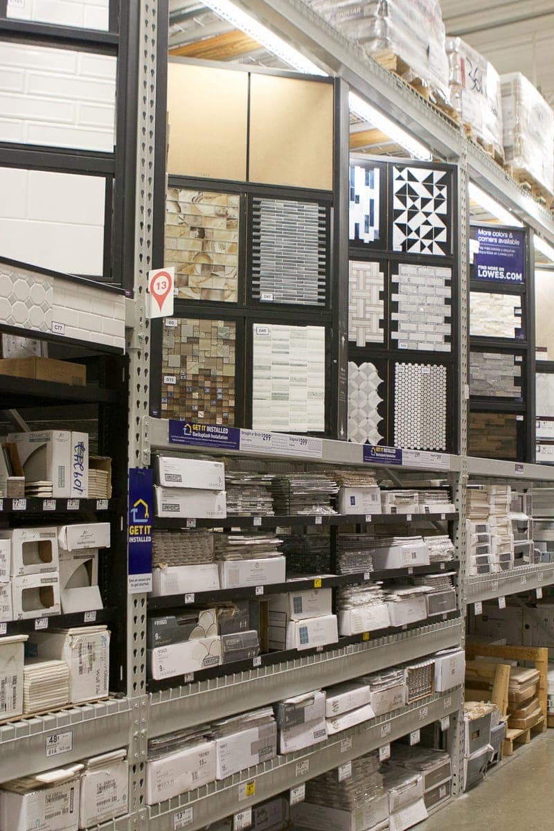 backsplash tile shopping at Lowe's