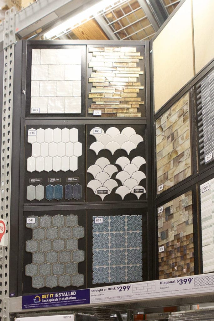 tile backsplash selection for kitchens at Lowe's