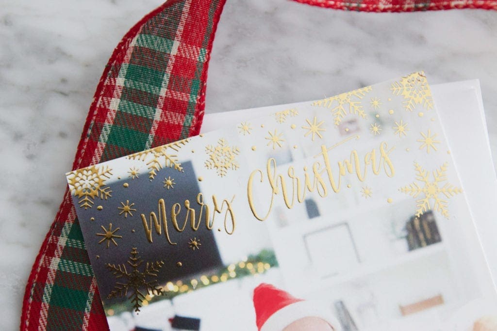 gold foil merry christmas card