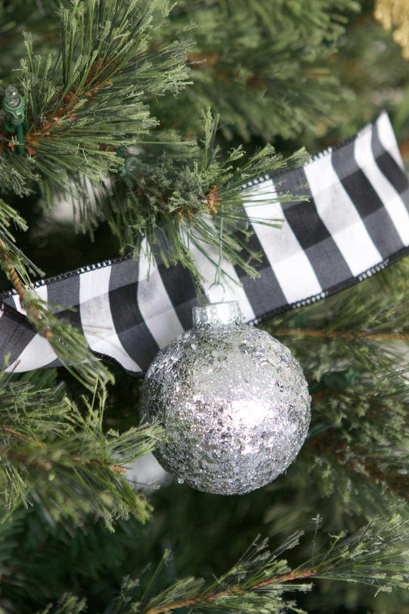 buffalo check ribbon neutral ornaments