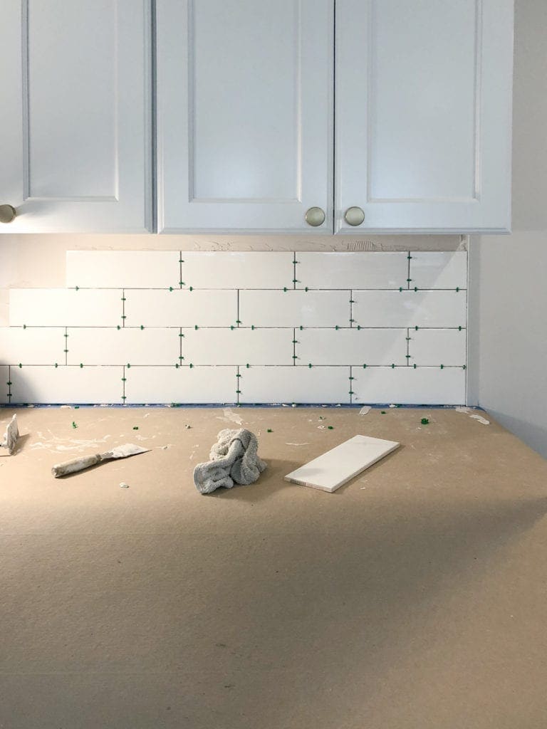 installing DIY backsplash tile full tutorial