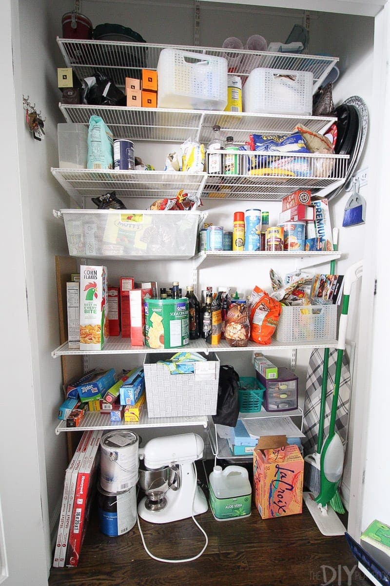 Messy pantry before