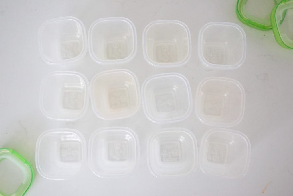 filling containers with baby food