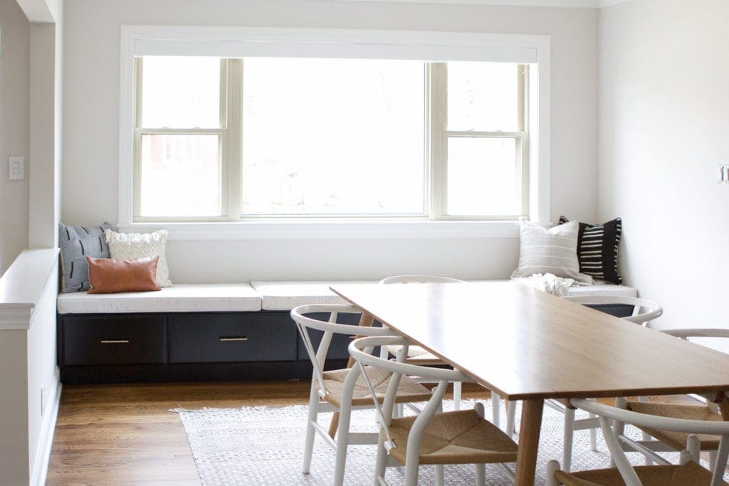 window seat under oversized window