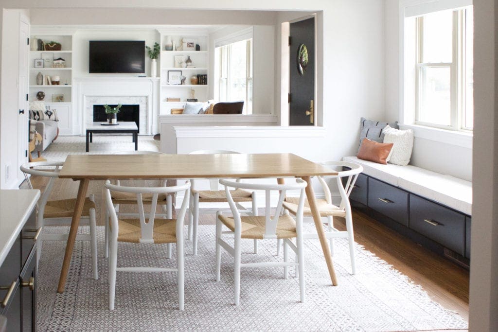 the story of a full window seat in a dining room