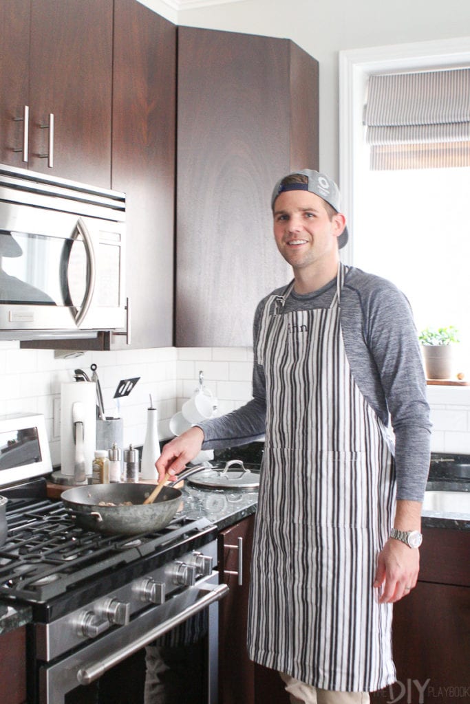 Cooking in the kitchen making protein bowls